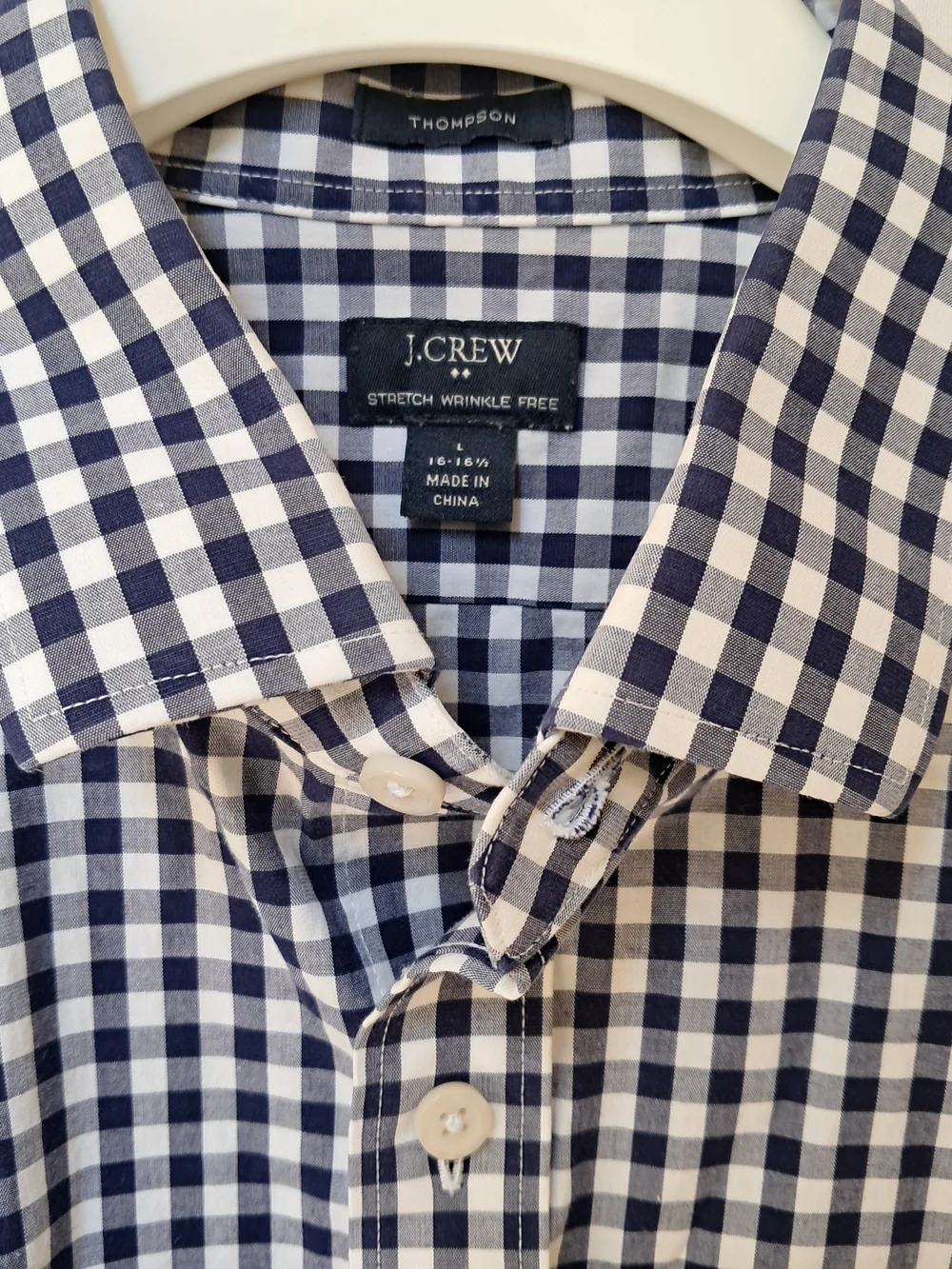 J. Crew Men's Navy and White Gingham Shirt‎